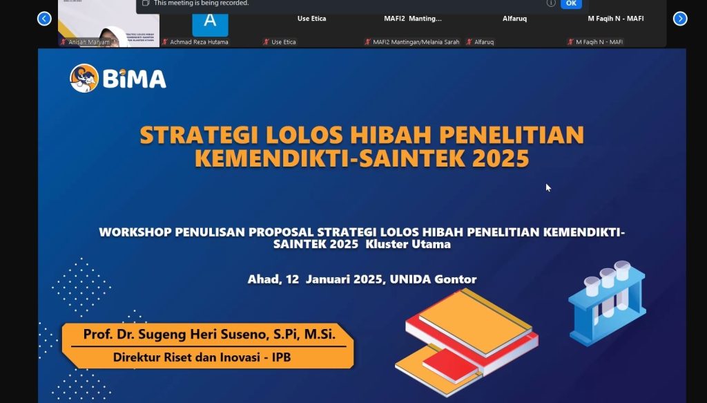 UNIDA Gontor Gelar Workshop Strategi Sukses Hibah Kemendikti-Saintek 2025 untuk Klaster Utama