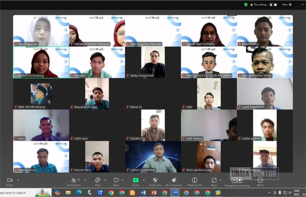 Webinar TIP Talk edisi ke-13 Prodi TIP UNIDA Gontor angkat tema sabun herbal minyak atsiri