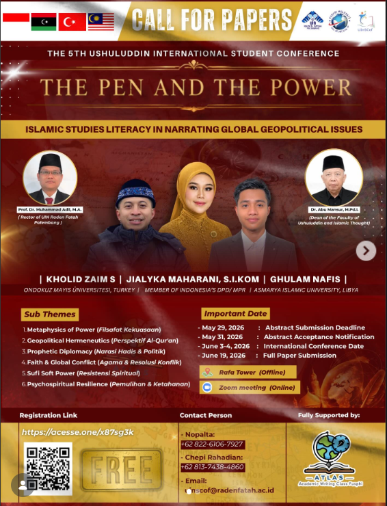 Mahasiswa PMH UNIDA Gontor Muhammad Azrul Amirullah mempresentasikan penelitian tentang demokrasi pada konferensi internasional UInSCof 2026.